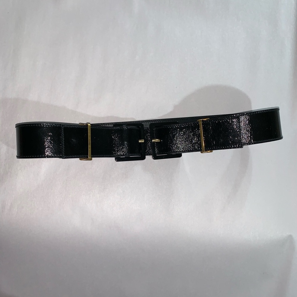SAINT LAURENT size L black crinkle patent belt - Picture 11 of 11